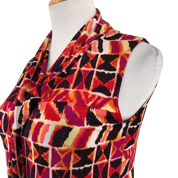 Rachel Rachel Slinky Blouse Sleeveless V Neck Geometric Motif Size Small - Picture 3 of 8